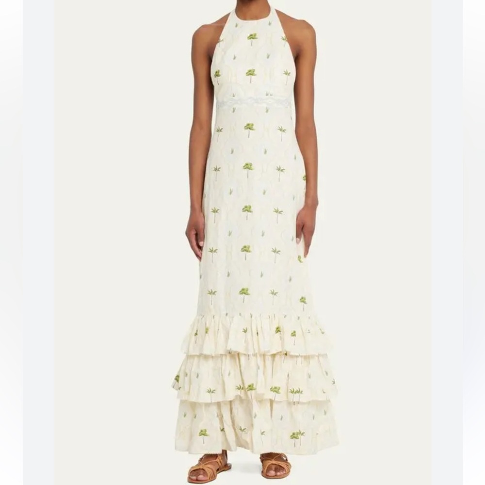 Agua Bendita Magnolia La Fania Atardecer Halter Maxi Dress